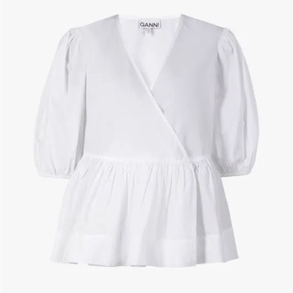 GANNI White Wrap Blouse - Picture 2 of 6
